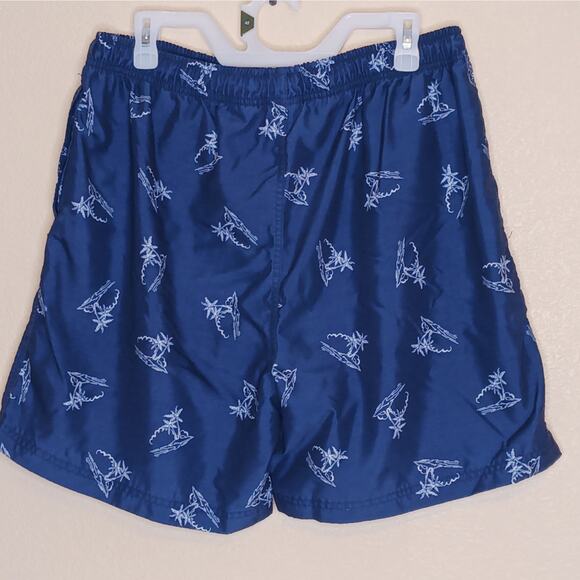 Sand n Sun Swim Trunks Mens L (36-38) Blue Tropical Island Mesh Lined Pockets - Picture 4 of 11